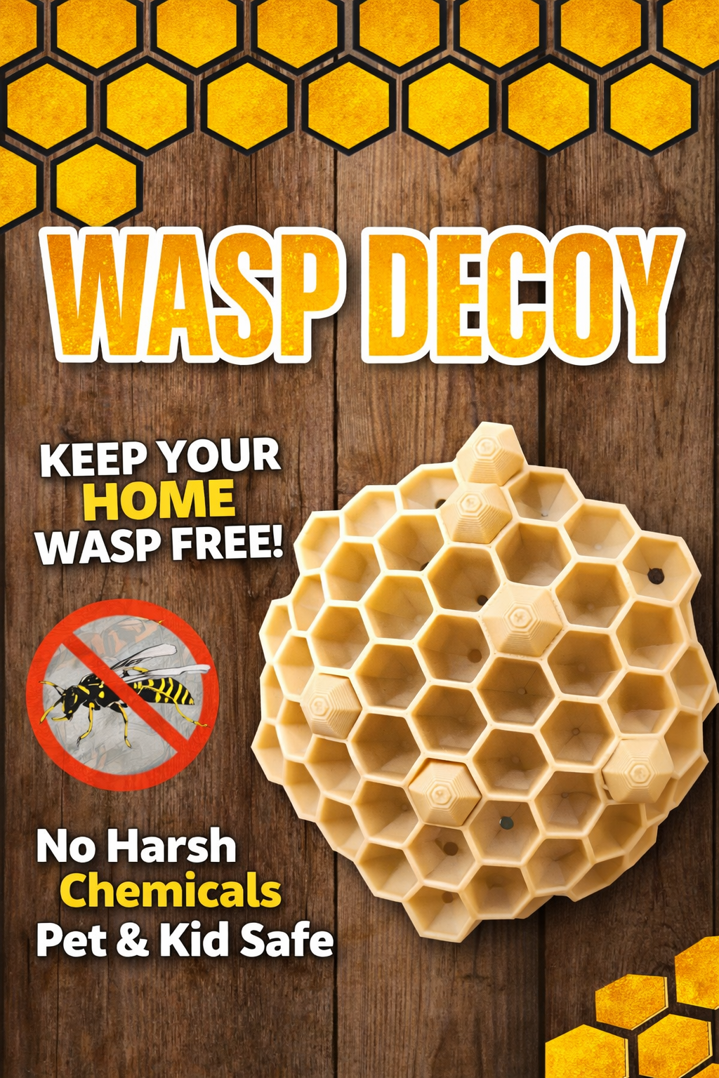 3D Printed Wasp Decoy Nest — Natural Wasp Deterrent - Chemical-Free Pest Control