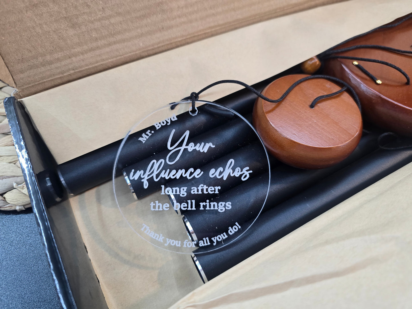 Teacher or Principal Wind Chime Gift – Personalized Appreciation Gift – Your Influence Echoes Long After the Bell Rings
