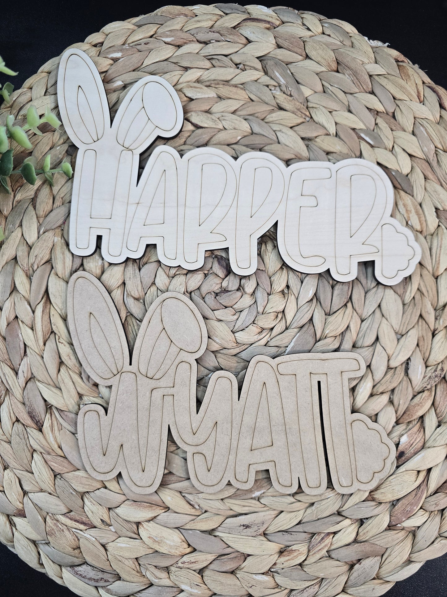 Engraved Easter Bunny Name Sign – Personalized Wooden Keepsake