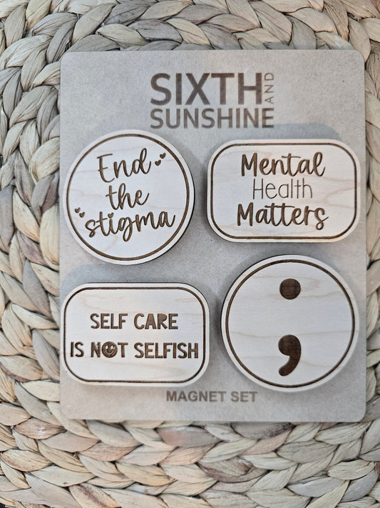 Mental Health Magnet Set – End the Stigma, Mental Health Matters, Self Care, ;