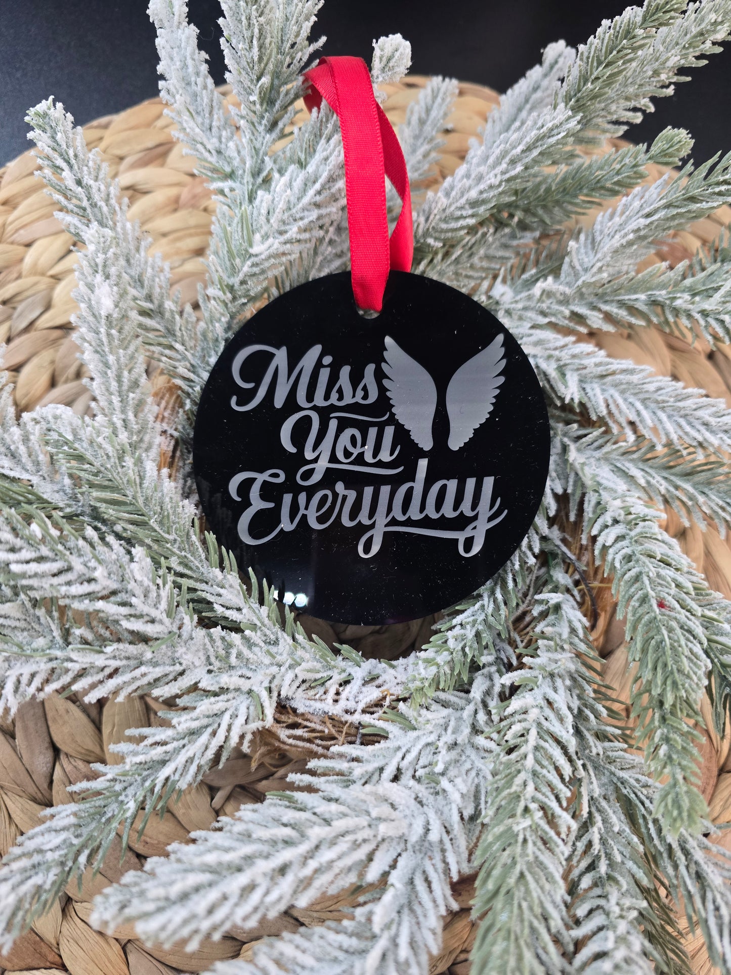 Engraved Black Acrylic Memorial Ornament - Personalized Pet or Loved One Remembrance, Sympathy KeepsakeGift