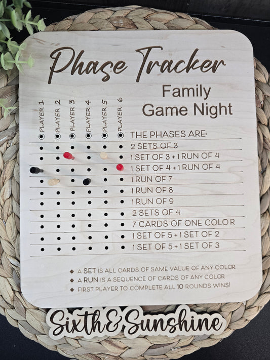 Personalized Phase Tracker Board – Family Game Night Edition
Available in 4 Player or 6 Player Options