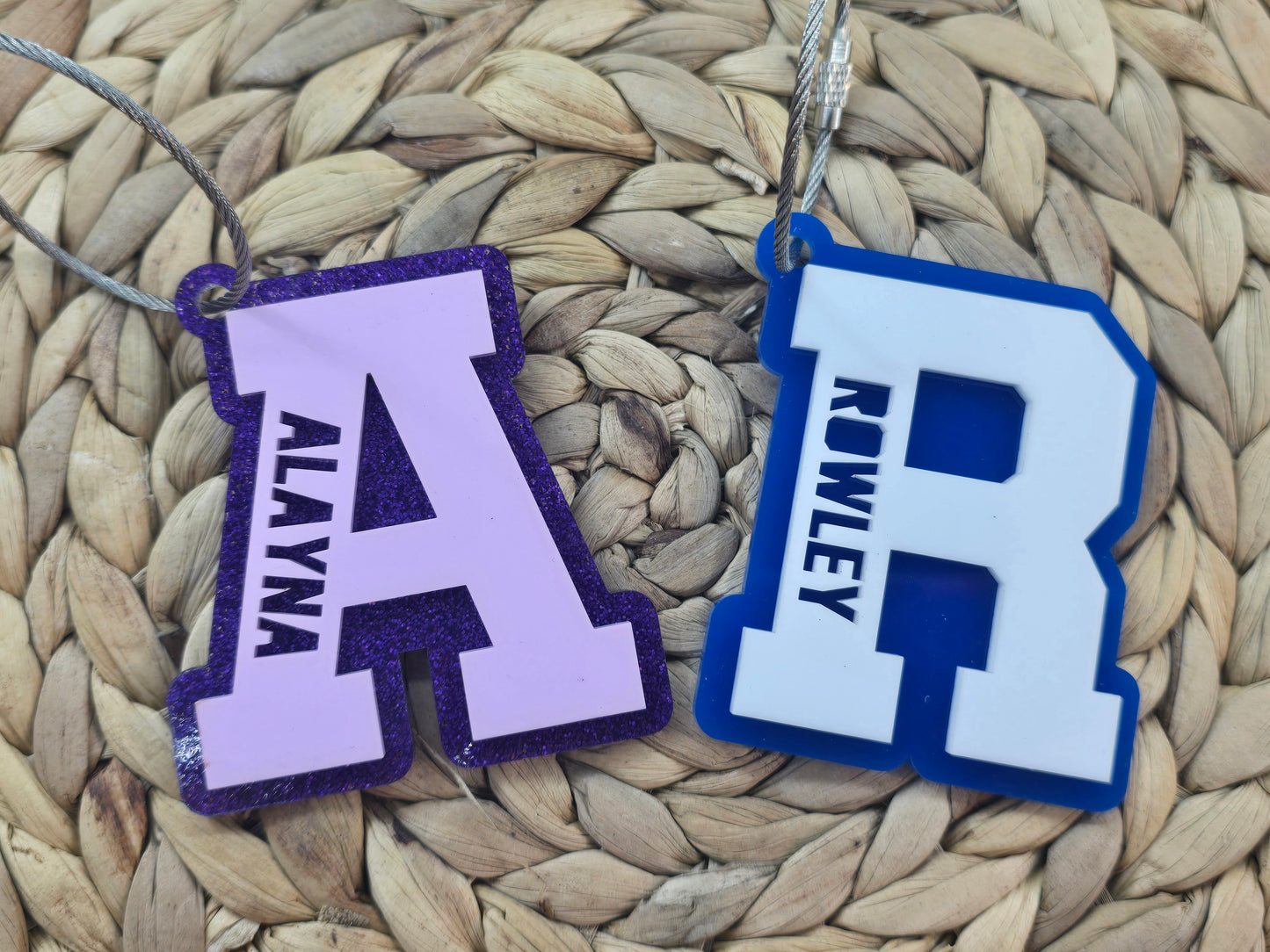 Personalized Varsity Letter Bag Tag - Custom Acrylic Sports Team Luggage Tag, Backpack or Gum Bag Accessory