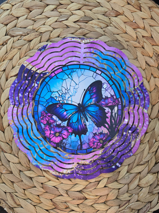 Blue & Purple Butterfly Wind Spinner – 8” Colorful Garden Decor