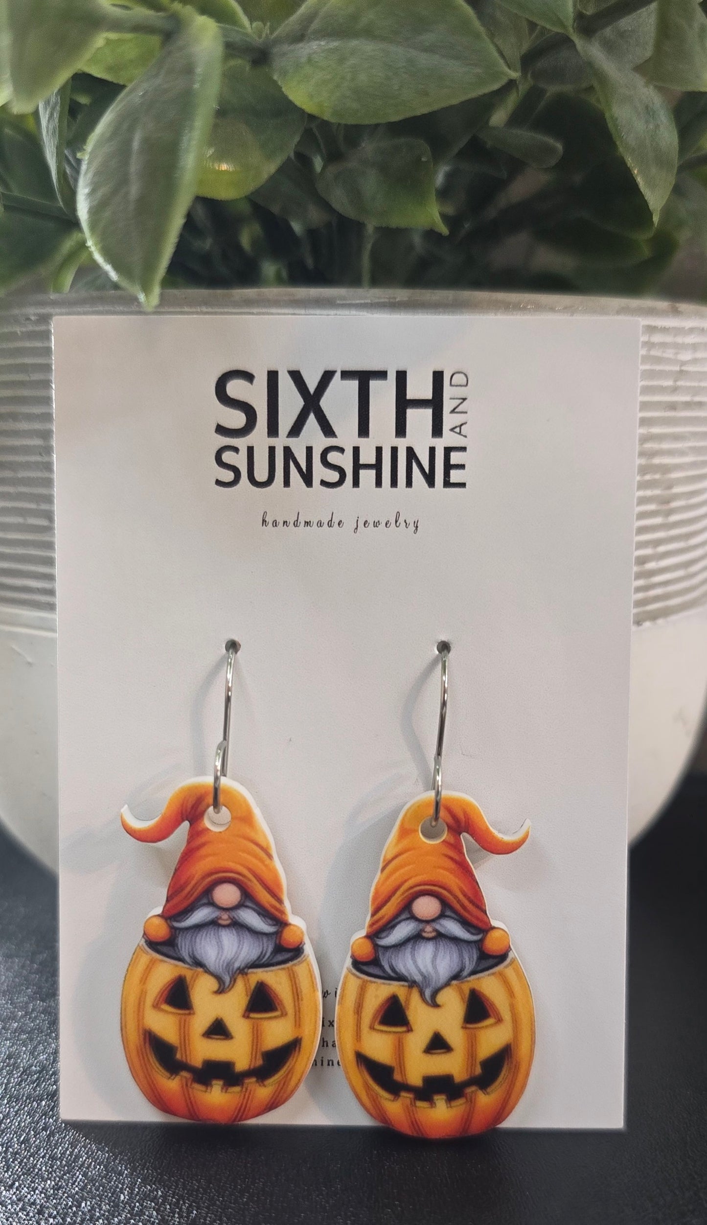 Pumpkin Gnome Halloween Earrings - Fall Jewelry