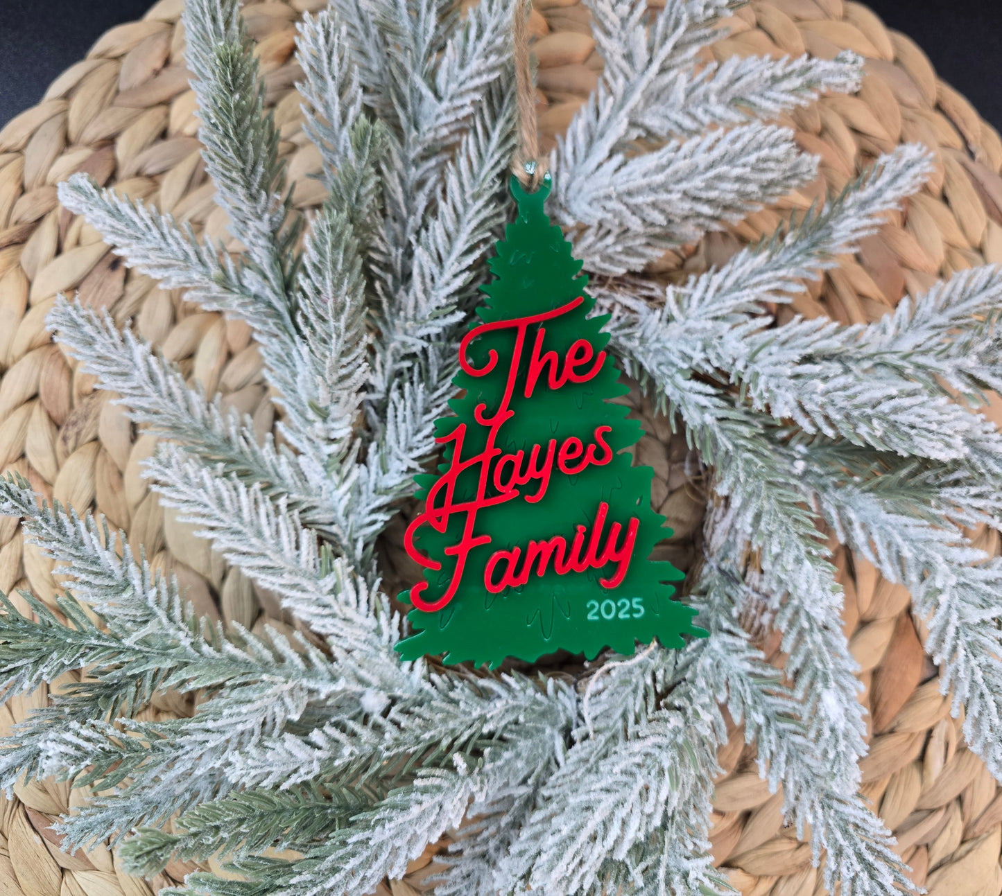 Personalized Acrylic Family Tree Ornament - Custom Holiday Keepsake for Families