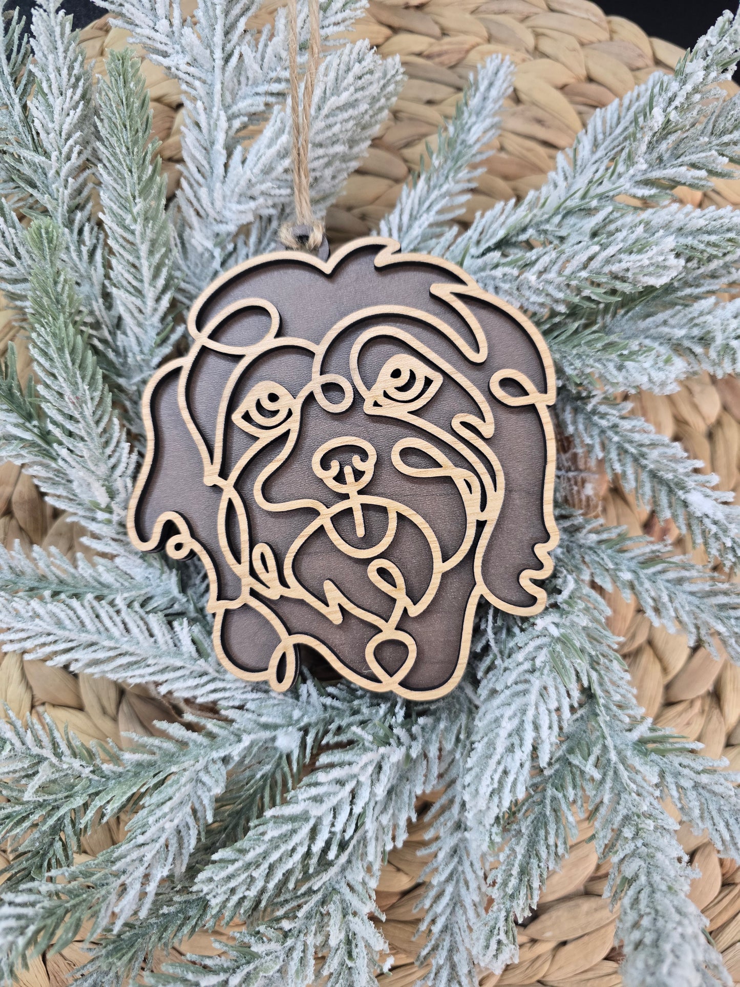 Line Art Dog Breed Ornaments - Silhouette Christmas Keepsake