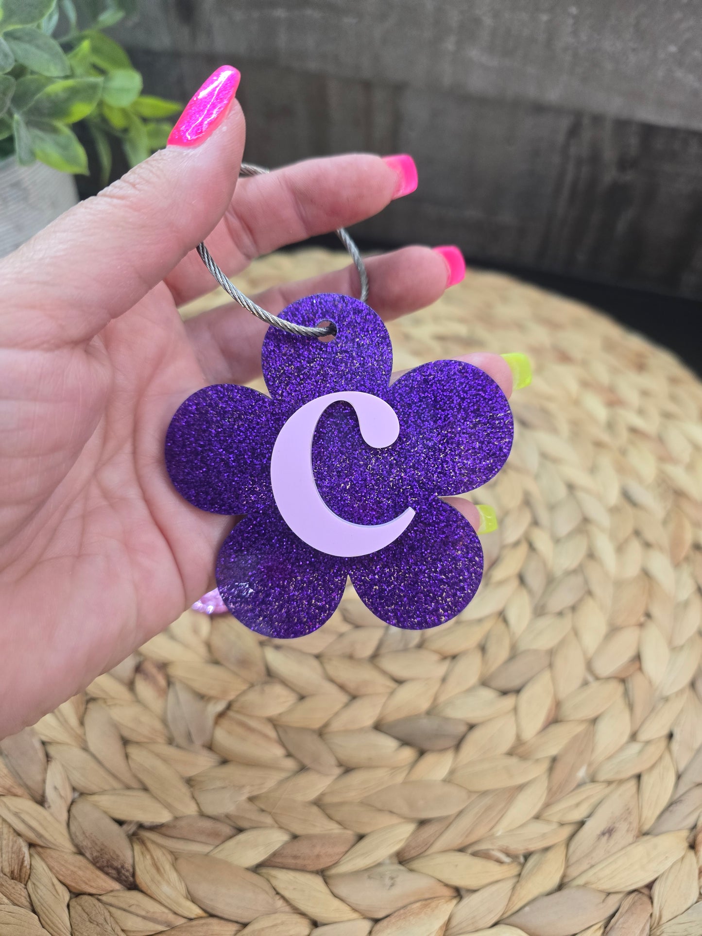 Daisy Monogram Tag