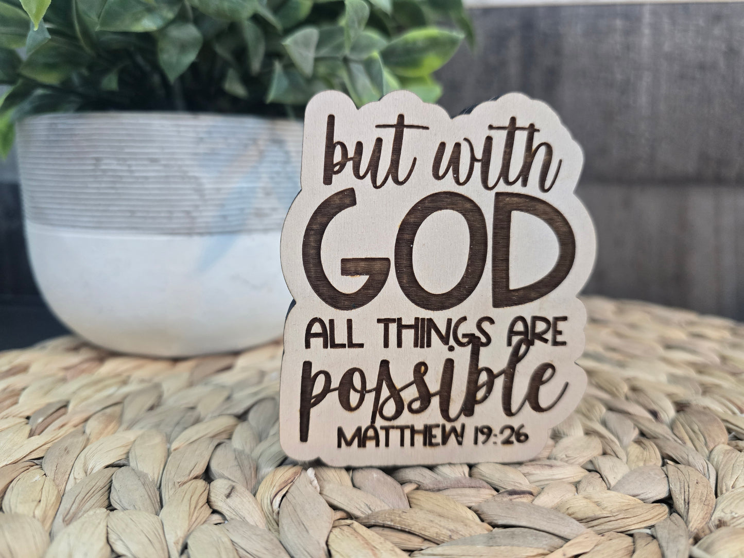 Christian Wooden Shelf Sitter & Magnet - Faith-Based Design