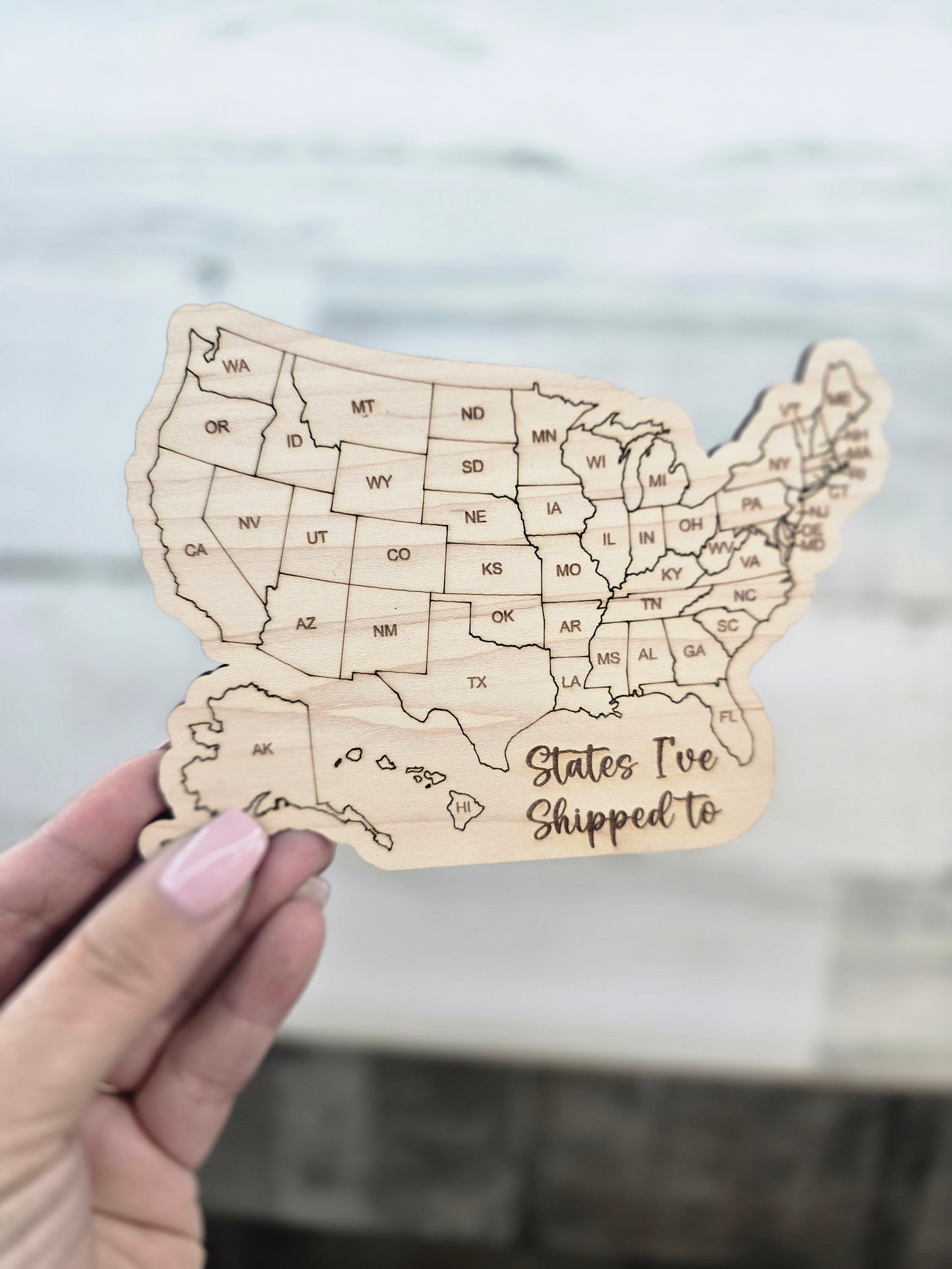 Color-in U.S. Map Ornament or Magnet - Personalized Travel Gift, DIY State Map Keepsake
