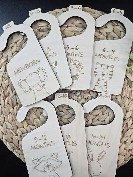 Baby Closet Dividers Woodland Animals – Newborn to 24 Months – Nursery Organizer Hangers – Baby Clothes Size Divider Set