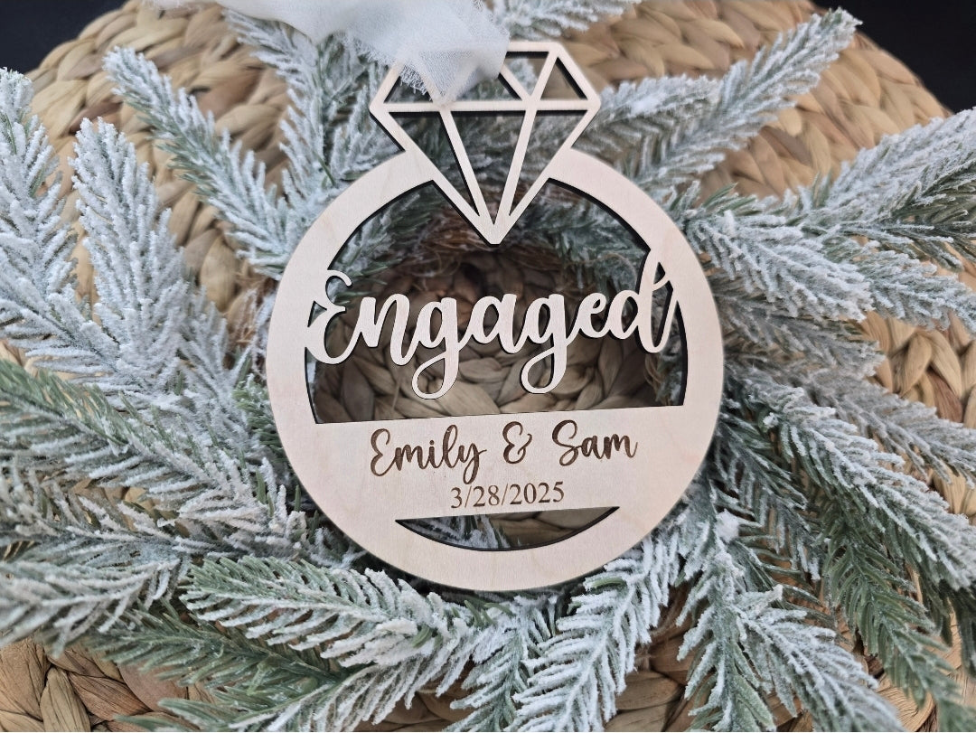 Personalized Engagement Ornament - Custom Name and Date - Christmas Keepsake