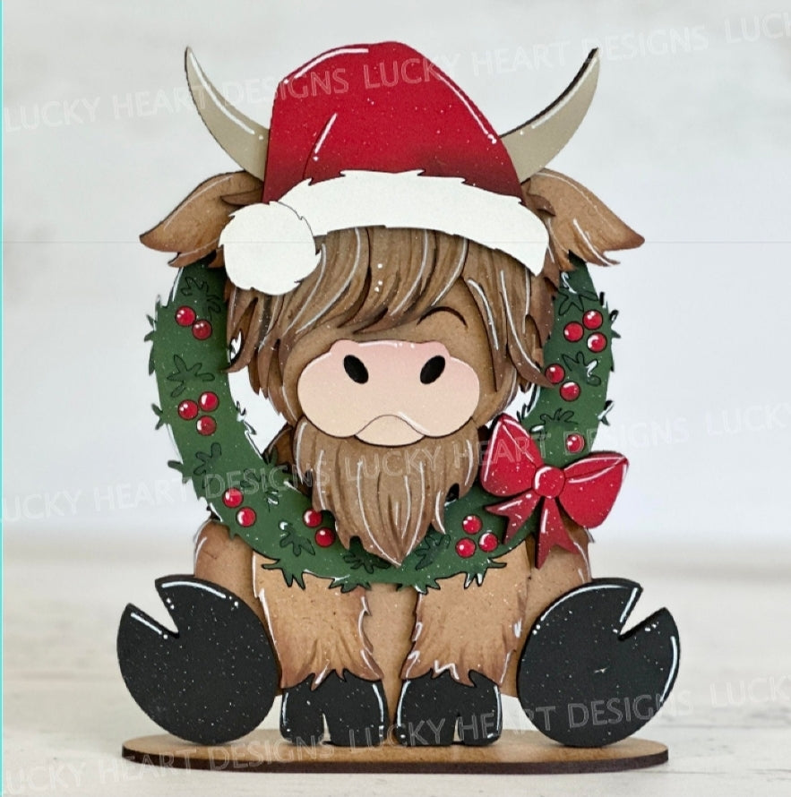 Shelf Sitter Highland Christmas Cow