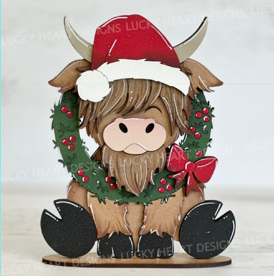 Shelf Sitter Highland Christmas Cow