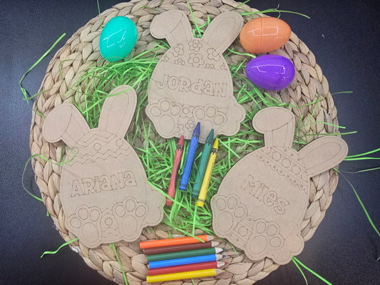 Wooden Easter Bunny Coloring Craft | Kids’ Easter Activity with Crayons or Mini Pencils