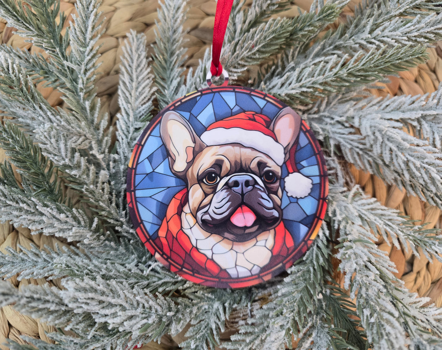 Dog Stained-Glass Inspired Acrylic Ornament - Holiday Keepsake