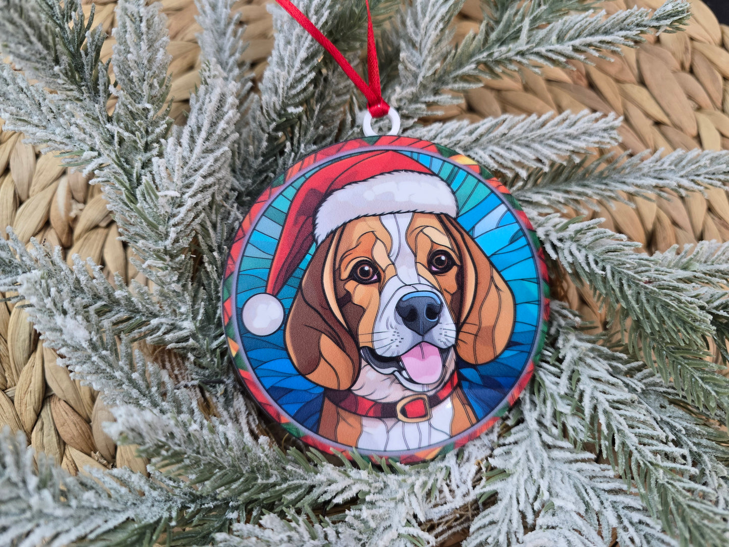 Dog Stained-Glass Inspired Acrylic Ornament - Holiday Keepsake