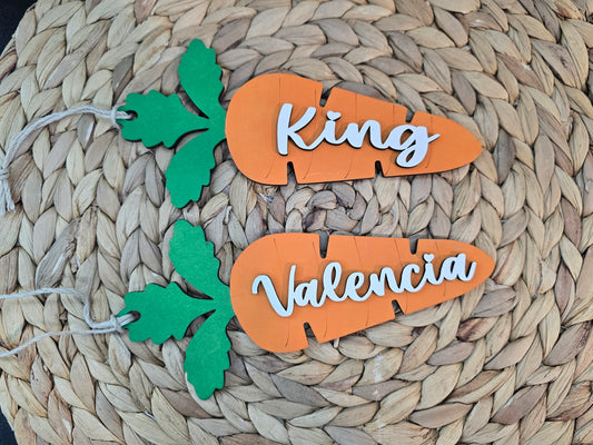 Personalized Carrot Easter Basket Tag – Hand‑Painted Layered Name Tag – Custom Easter Basket Charm – Spring Gift Tag for Kids