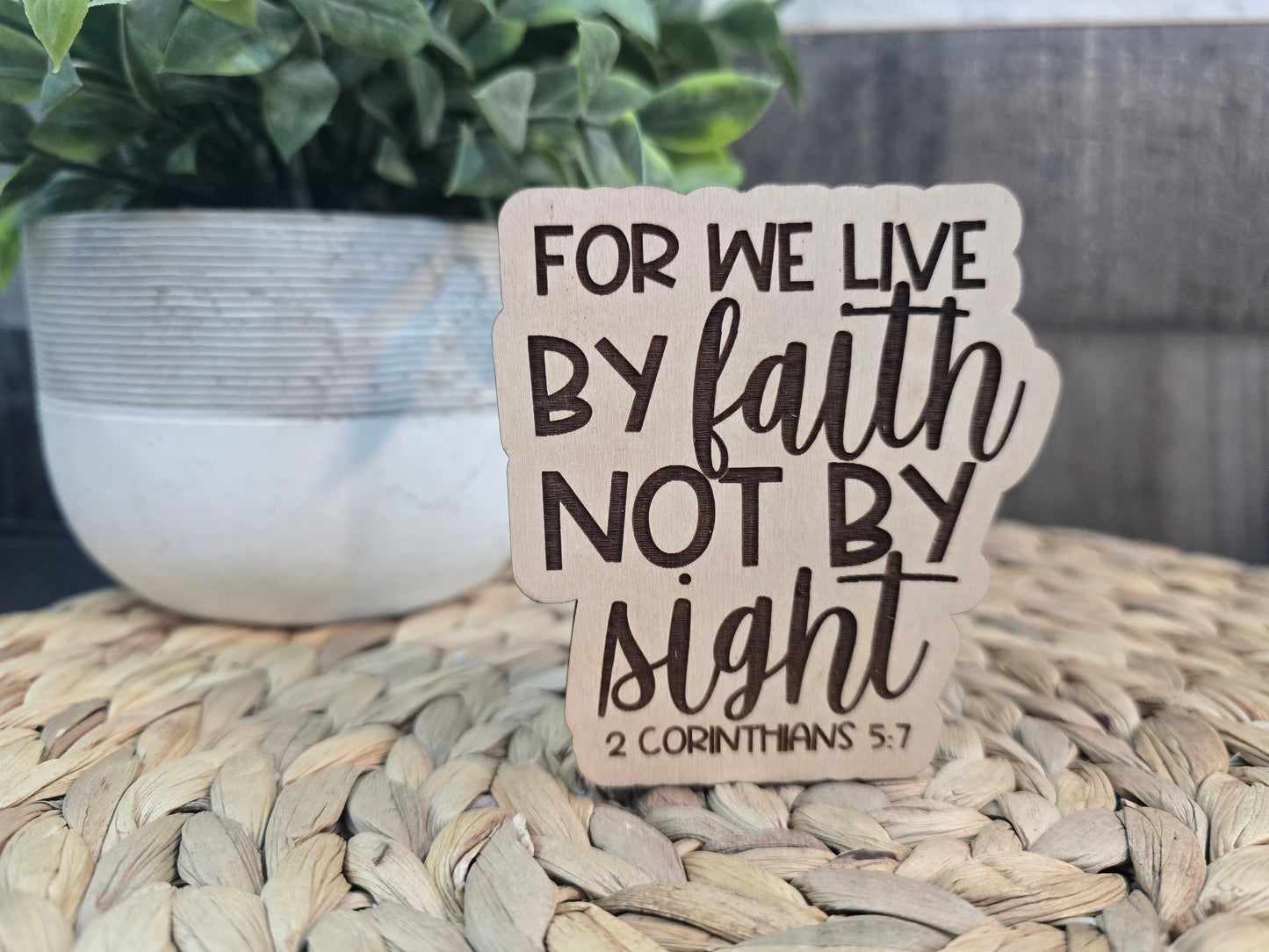 Christian Wooden Shelf Sitter & Magnet - Faith-Based Design