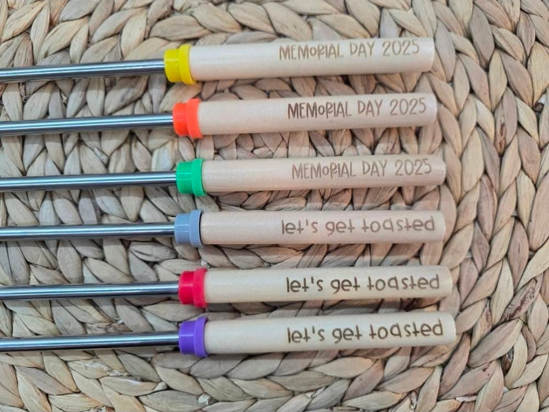 Engraved Campfire Roasting Sticks - S'more, Hot Dogs, Camping Gifts