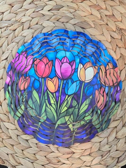 Tulips Wind Spinner – 8” Colorful Spring Garden Decor