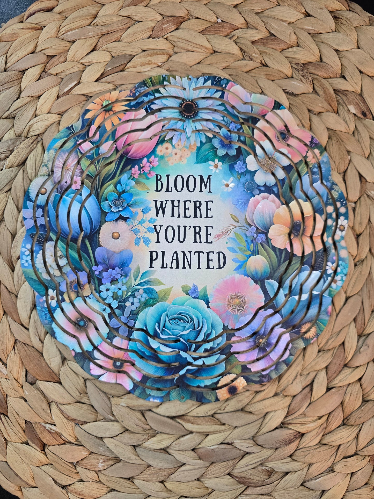 Bloom Where You Are Planted Floral Wind Spinner – 8” Garden Decor