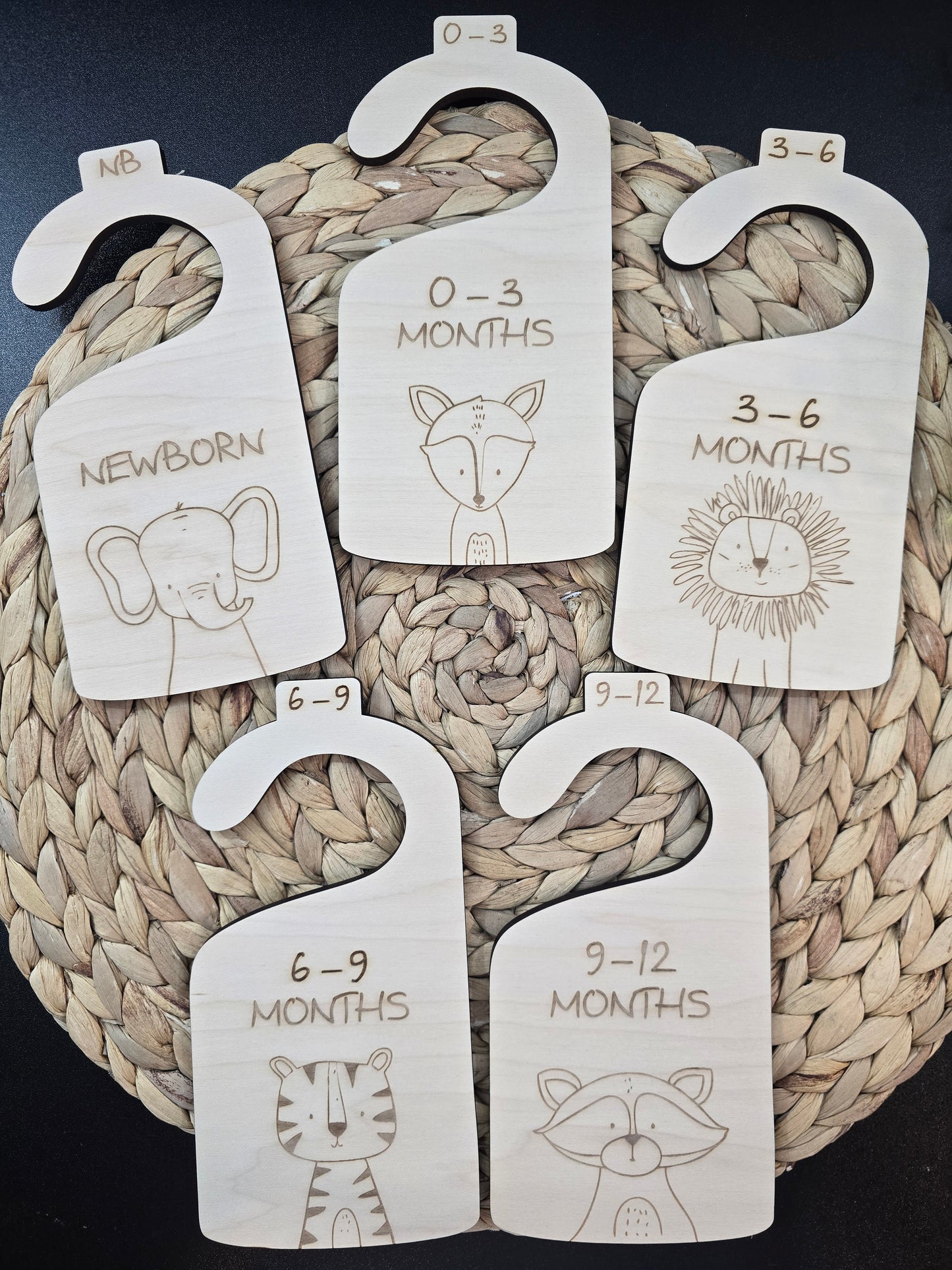 Baby Closet Dividers Woodland Animals – Newborn to 24 Months – Nursery Organizer Hangers – Baby Clothes Size Divider Set