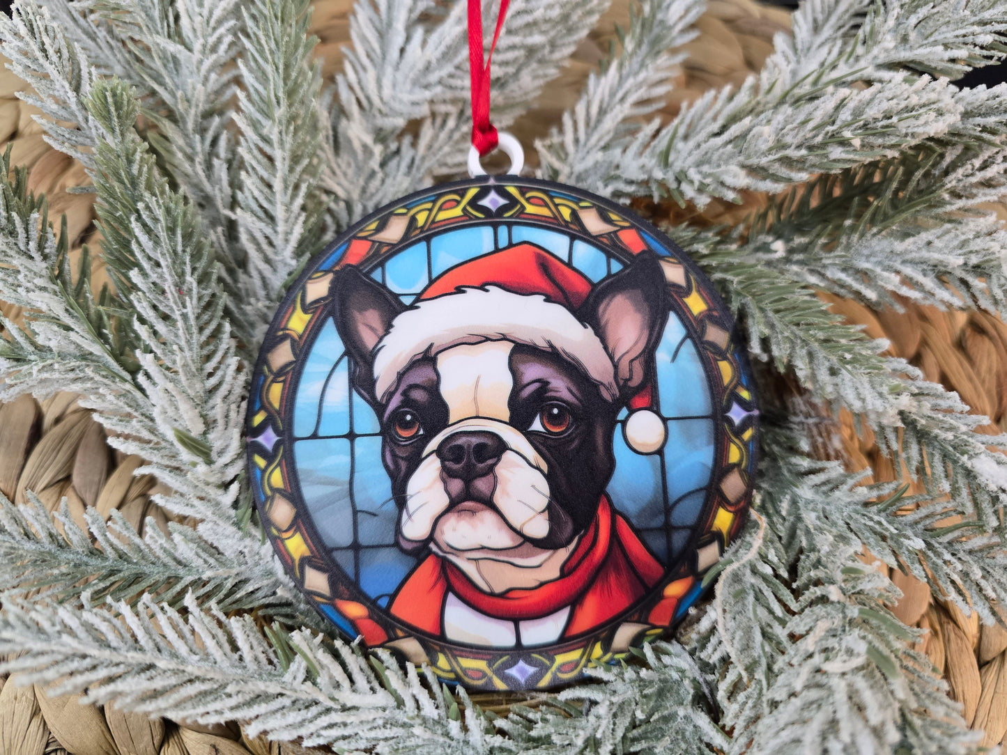Dog Stained-Glass Inspired Acrylic Ornament - Holiday Keepsake