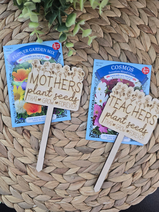 Plant Seeds That Grow Forever Gift – Teacher & Mother Plant Stakes | Garden Gift, Appreciation Gift, Flower Seed Bundle