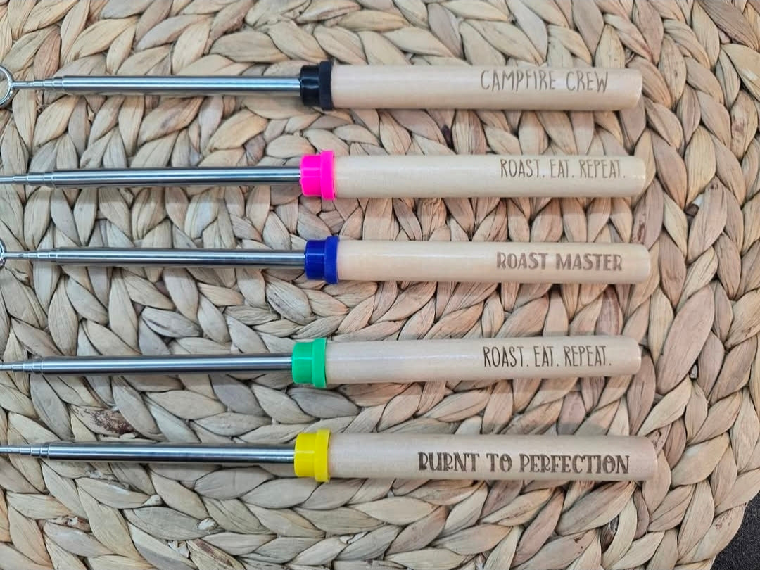Engraved Campfire Roasting Sticks - S'more, Hot Dogs, Camping Gifts
