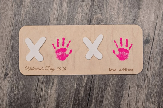XO Handprint Valentine Craft Sign – Wooden Baby & Toddler Keepsake (Paint Not Included)