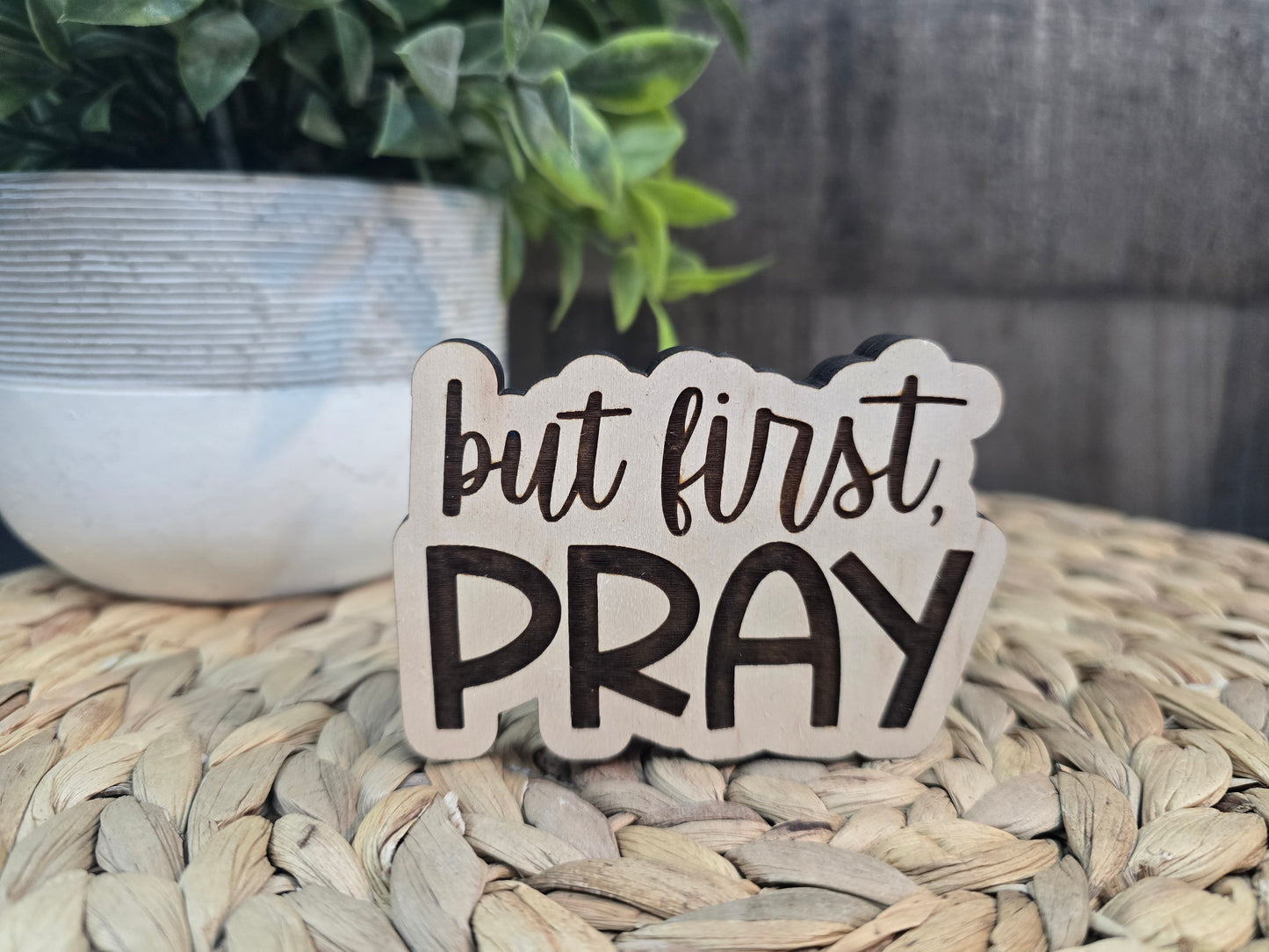 Christian Wooden Shelf Sitter & Magnet - Faith-Based Design