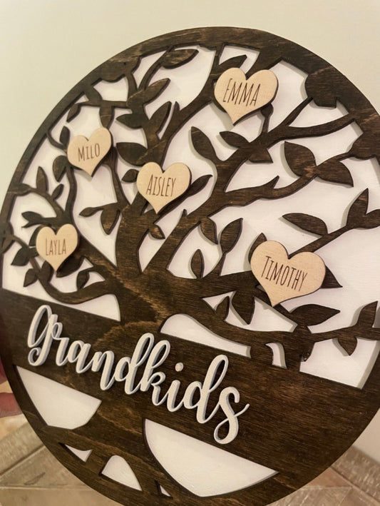 Personalized Grandkids Sign - 10" Custom Family Name Sign