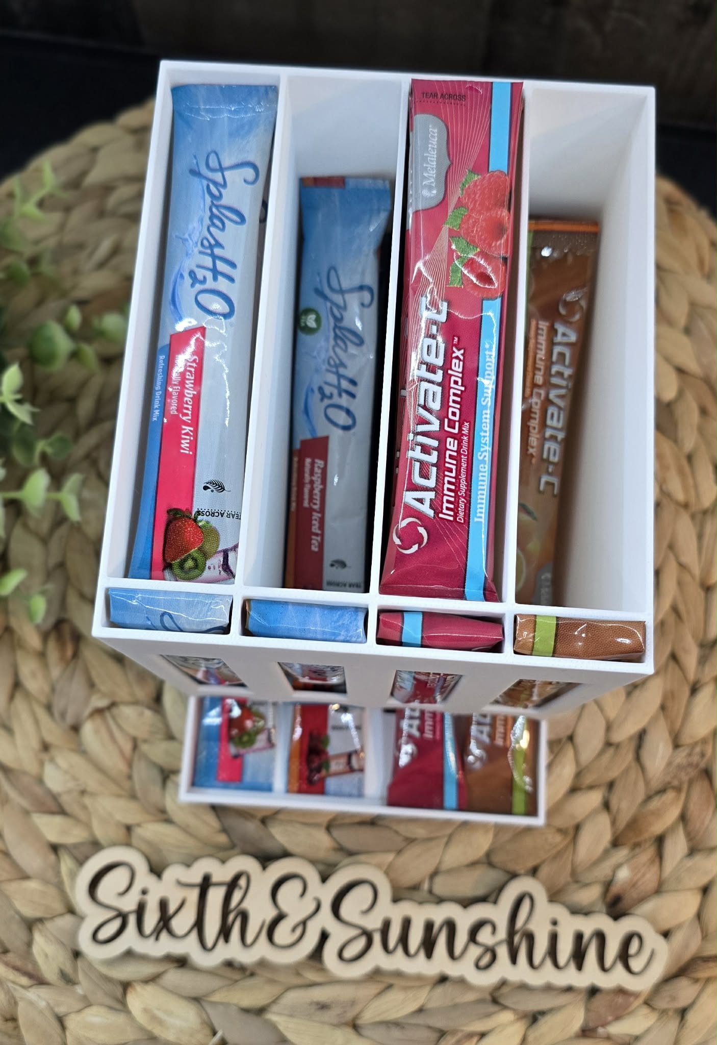 Drink Packet Organizer Dispenser | Countertop Drink Mix Holder | Kitchen Organization | Gravity-Fed Storage