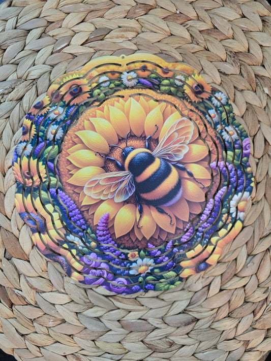 Honey Bee & Sunflower Wind Spinner – 8” Bright Garden Decor