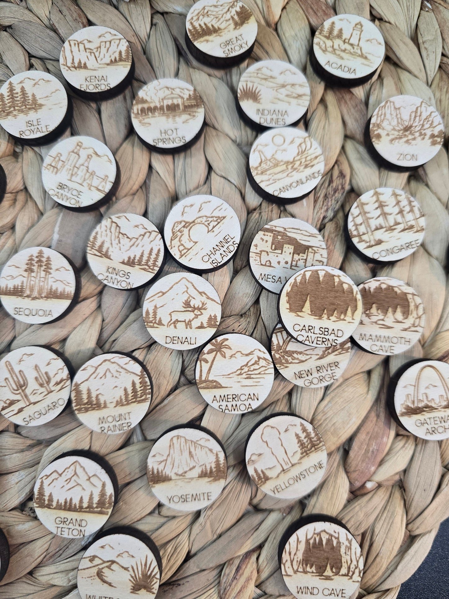 National Park Tracker Map with 63 Tokens | U.S. National Parks Bucket List Travel Map | National Park Gift | Adventure Tracker