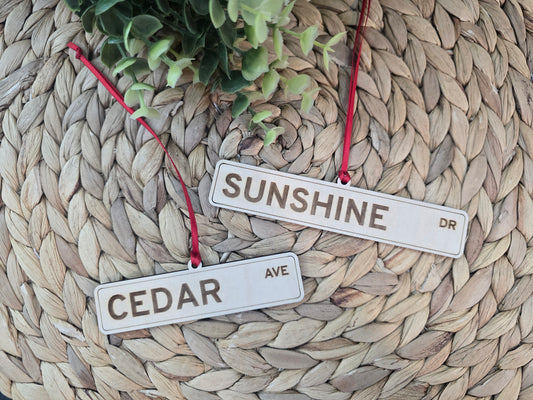 Custom Street Sign Ornament • Personalized Road Sign Christmas Ornament • City, State, or Family Name