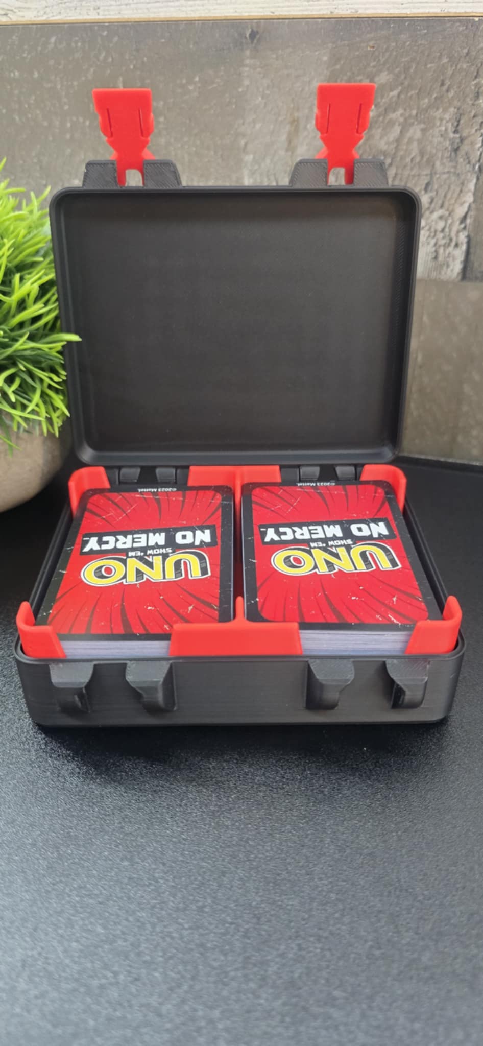 UNO No Mercy Deck Case Card Holder - With Snap Lock and Tray