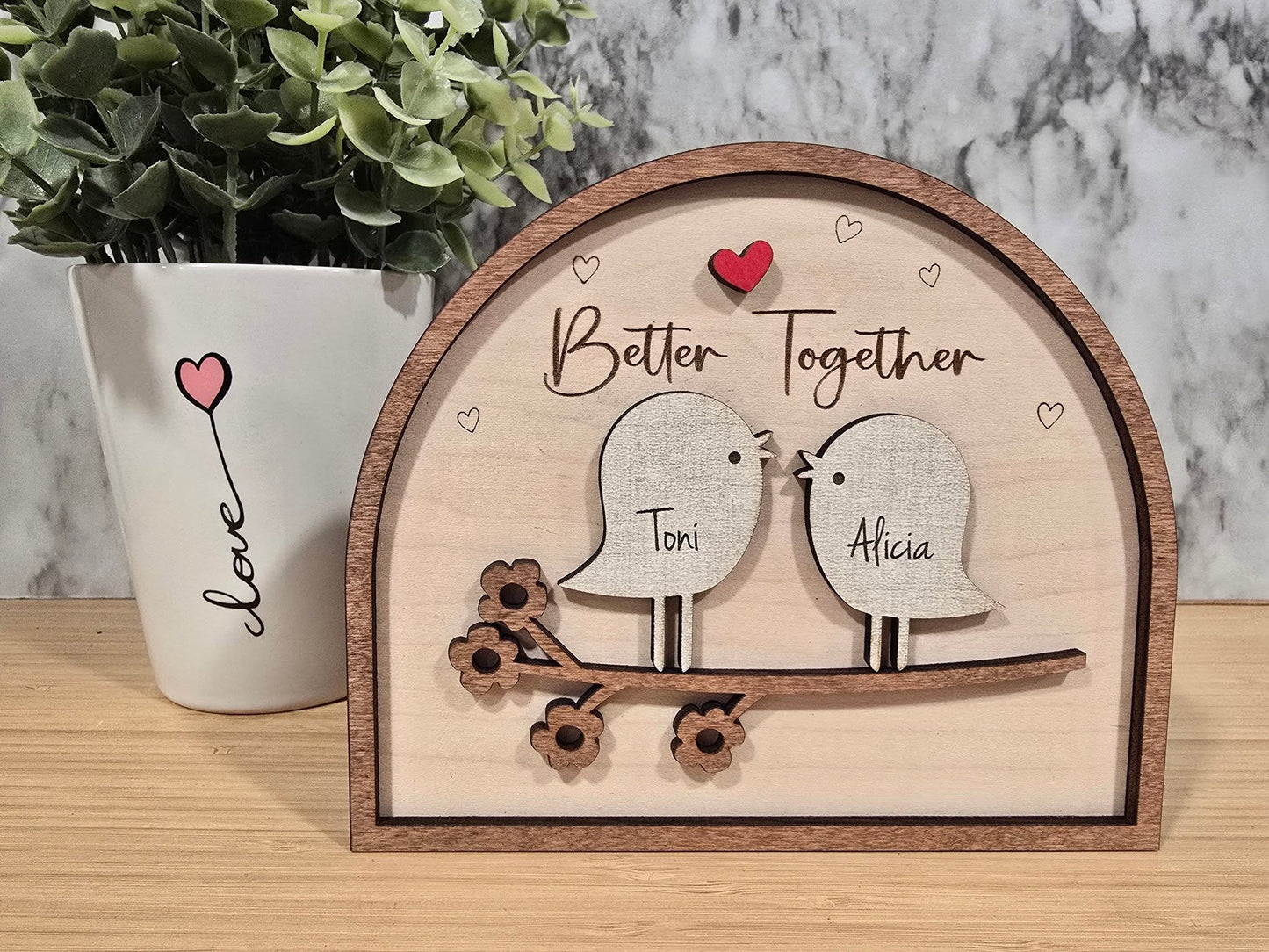 Better Together Personalized Lovebirds Sign