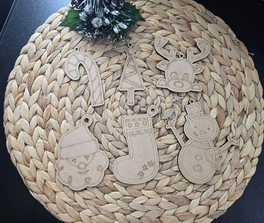 DIY Christmas Ornament Set – Unfinished Wooden Craft Blanks for Kids & Holiday Painting Projects (No Paint Included)
