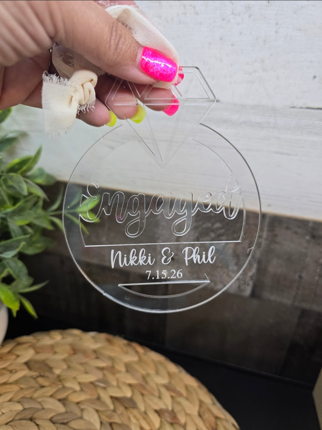 Personalized Engagement Ornament - Custom Name and Date - Christmas Keepsake