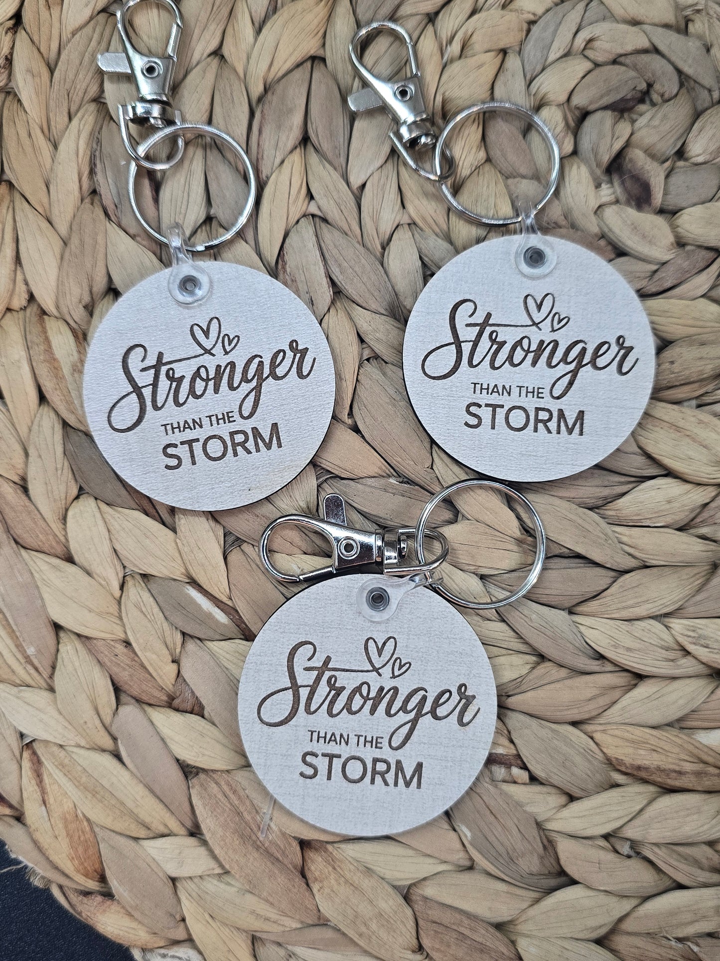 Stronger Than the Storm Keychain – Inspirational Gift, Mental Health Encouragement, Daily Reminder Accessory