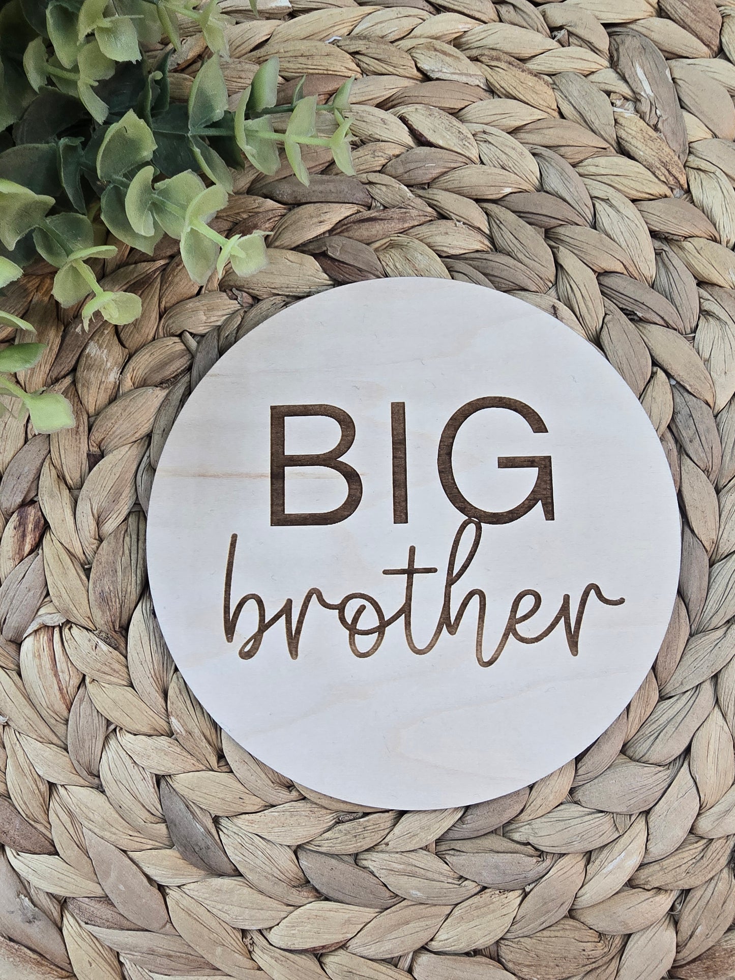 Big Brother Big Sister Baby Announcement Round – Sibling Pregnancy Reveal Keepsake