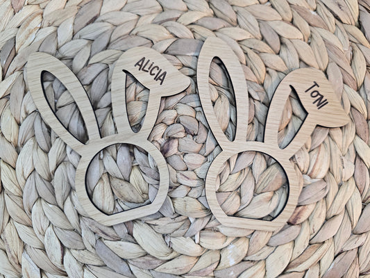 Personalized Bunny Ear Napkin Holders – Custom Name Easter Napkin Rings – Wooden Spring Table Decor – Place Settings – Easter Brunch Table Accessories