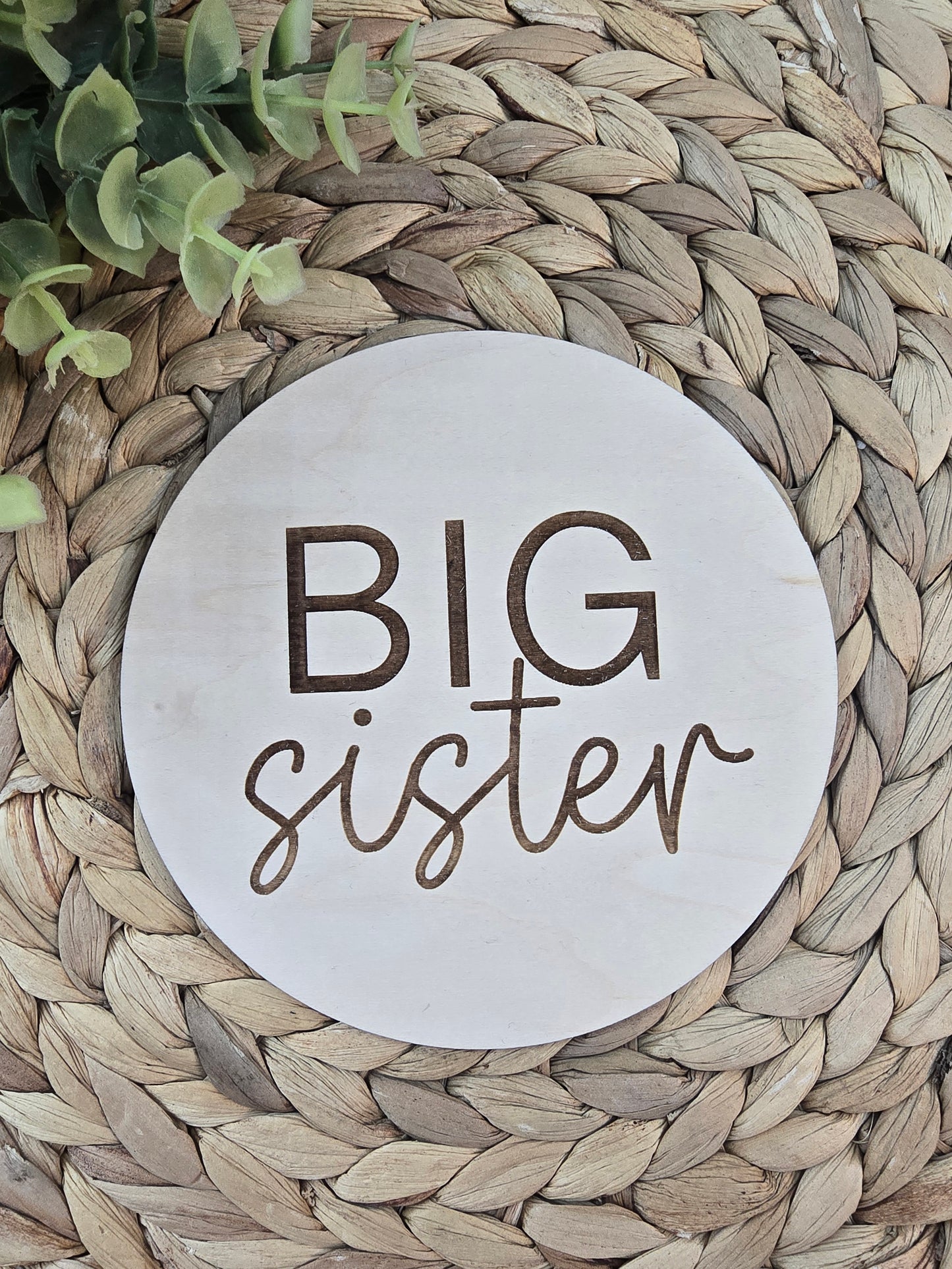 Big Brother Big Sister Baby Announcement Round – Sibling Pregnancy Reveal Keepsake
