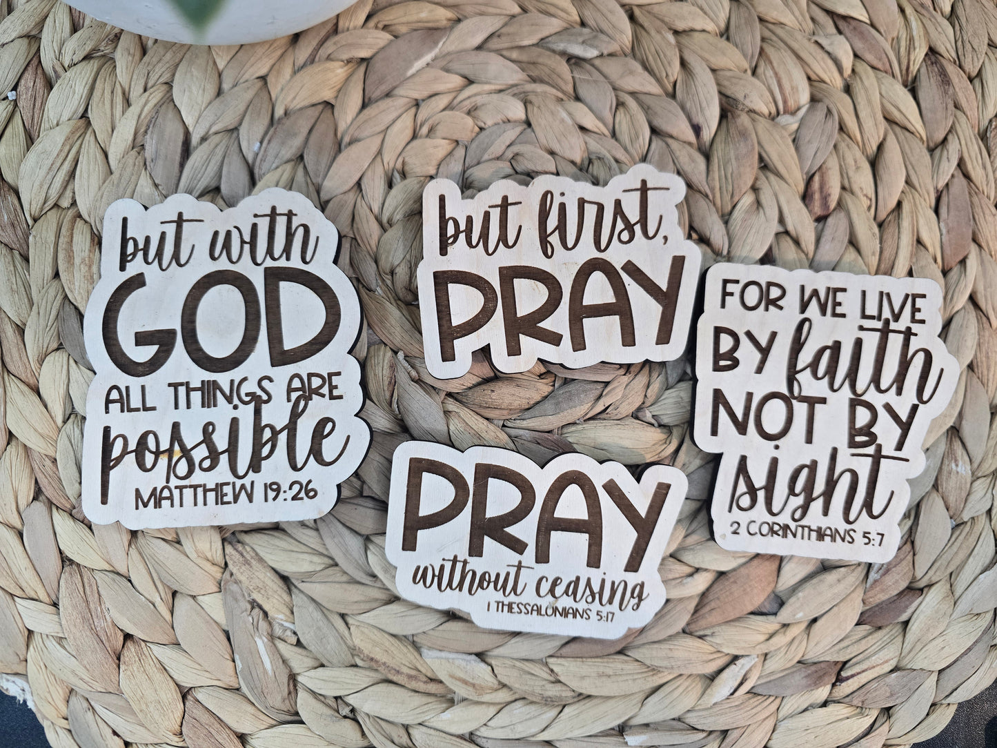 Christian Wooden Shelf Sitter & Magnet - Faith-Based Design