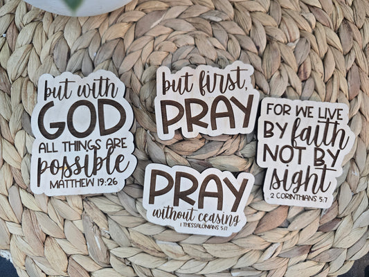 Christian Wooden Shelf Sitter & Magnet - Faith-Based Design