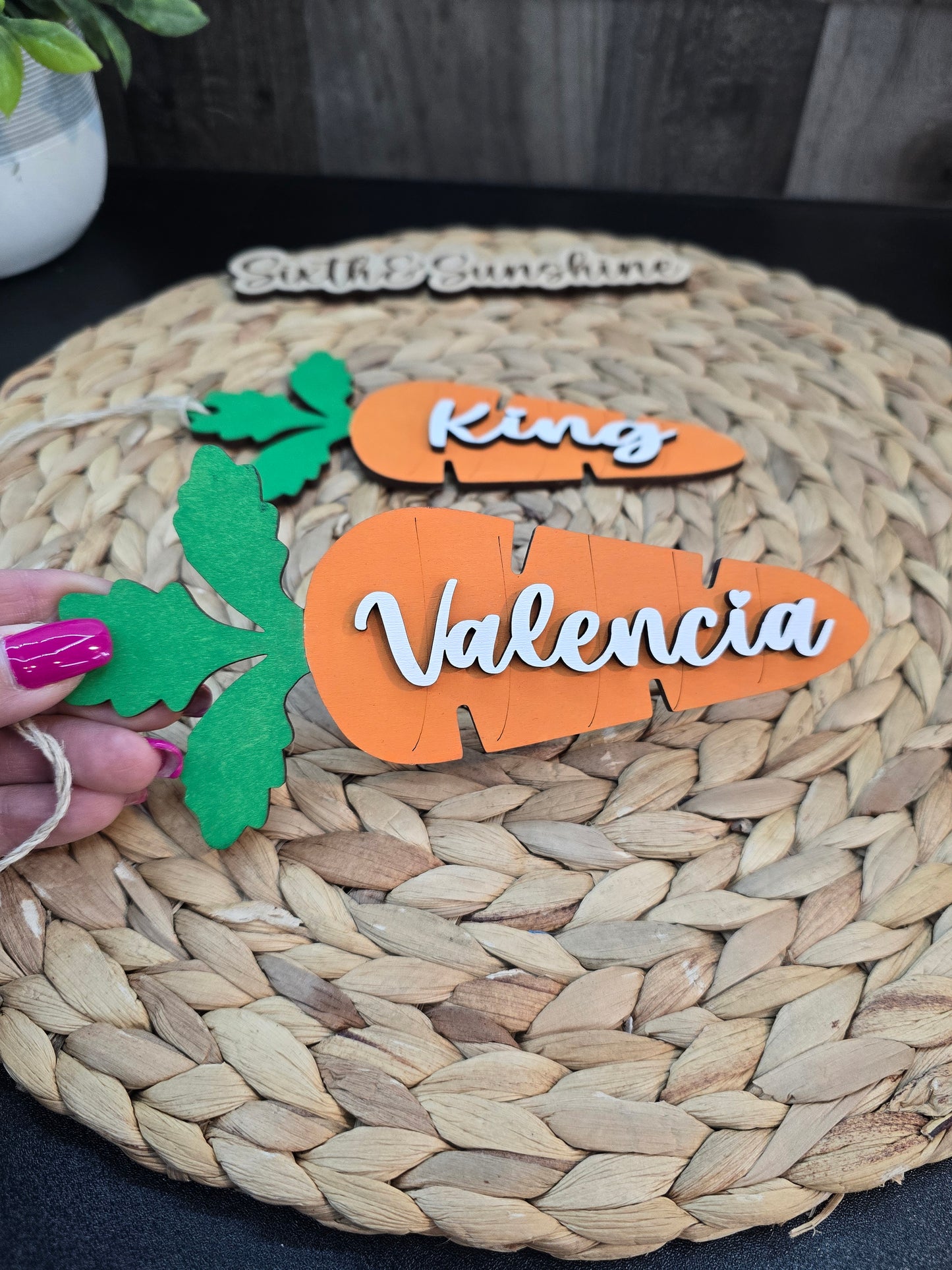 Personalized Carrot Easter Basket Tag – Hand‑Painted Layered Name Tag – Custom Easter Basket Charm – Spring Gift Tag for Kids