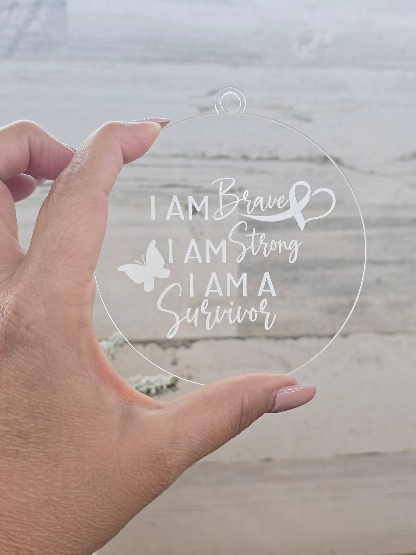 Breast Cancer Awareness Ornament – I Am Brave, I Am Strong, I Am a Survivor