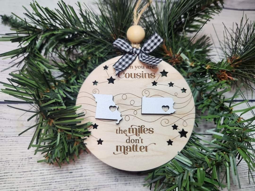 Miles Don't Matter Personalized Long Distance Ornament - Custom State Friendship & Family Gift